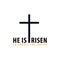 He is Risen. Church easter logo, emblem, labels or stickers with cross. Vector graphics.