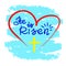 He is risen - motivational quote lettering, religious poster. Greeting card for Easter.