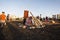 RISHON LE ZION, ISRAEL-MAY 11, 2017: Elementary school kids in festive Lag Baomer bonfires in Rishon Le Zion, Israel.