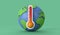 Rising global temperatures. Earth model with a thermometer. 3D Render