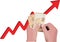 Rising inflation Rising arrow with more spending-