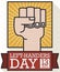 Rising Left Fist in Flat Style for Left Handers Day, Vector Illustration