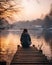 rising meditation silence reflection rest lake landscape silence photo zen relaxation lonely woman