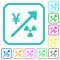Rising nuclear energy japanese Yen prices vivid colored flat icons