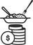 Rising price for food icon, High price, Food price hike black vector icon.