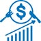 Rising price for food icon, High price, Food price hike blue vector icon.