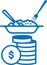 Rising price for food icon, High price, Food price hike blue vector icon.