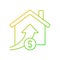 Rising property prices gradient linear vector icon