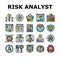 risk analyst business icons set vector