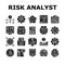 risk analyst business icons set vector