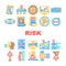 risk analyst business icons set vector