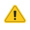 Risk attention road sign or alert caution yellow triangle icon with exclamation mark vector flat cartoon symbol