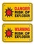 Risk of explosion - rectangle yellow signs