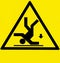 Risk of falling, warning sign with the silhouette of a man upside down and an arrow pointing down