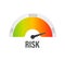 Risk icon on speedometer. High risk meter. Vector illustration.