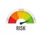 Risk icon on speedometer. High risk meter. Vector stock illustration