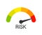 Risk icon on speedometer. High risk meter. Vector stock illustration