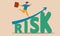 Risk invest finance and risky stock asset. Financial arrow growth high and return reward roi trader vector illustration concept.