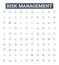 Risk management vector line icons set. Risk, Management, Assess, Analyze, Avoid, Control, Mitigate illustration outline