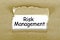 Risk management word written in a hole in brown paper