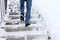 Risk of slipping when climbing stairs in winter