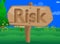 Risk text on Wooden sign. Dangerous Business Concept.