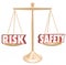 Risk Vs Safety Words Balance Scale Comparing Danger Options