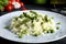 Risotto with Asparagus green background