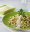 Risotto with avocado and walnuts