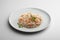 Risotto dish with shrimp and aromatic herbs