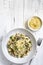 Risotto with Mushrooms Peas and Parmesan