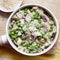 Risotto with Mushrooms Peas and Parmesan Cheese Top View
