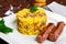 Risotto with sausages and saffron