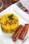 Risotto with sausages and saffron