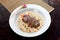 Risotto with tenderloin and vegetables