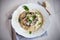 Risotto with wild mushrooms, basil, parmesan and foie gras