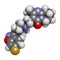 Risperidone antipsychotic drug molecule. Used in treatment of schizophrenia, bipolar disorder and related conditions