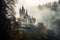 Risty Castle Shrouded In Fog