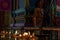 Ritual candles burn in a Hindu temple