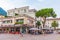 RIVA DEL GARDA, ITALY, JULY 22, 2019: People are strolling at Piazza Cesare Battisti in Riva del Garda in Italy