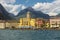 Riva del Garda, Lake Garda, Italy, August 2019, view of the lake and town and hotel sole