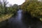 River Afon Dwyfor in village of Llanystumdwy, Criccieth, landscape, wide angle