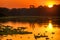 River in the Amazon Rainforest at dusk, Peru, South America