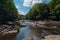 The river Ambleve passing along the footpath of the village Les Fonds De Quarreux in the Belgium Ardennes