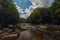 The river Ambleve passing along the footpath of the village Les Fonds De Quarreux in the Belgium Ardennes