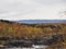 River during the autumn season in the arctic nature of north Sweden