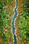 River and backwaters in autumn. Aerial view of wildlife, Poland