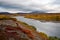 River with the banks in the autumn coloring.