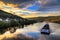 River barge at sunset on the river Moselle