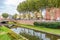 River Bassa near historic building La Castillet in Perpignan